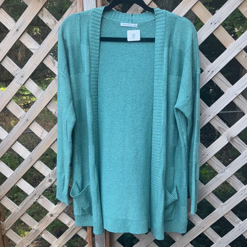 Staccato Seafoam Green Cardigan Open Front Cardigan Size Medium